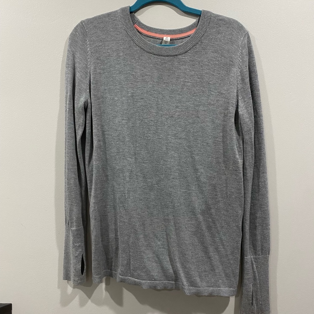 lululemon athletica Gray Crewneck Sweater with Pink Trim
